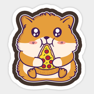 Cute Hamster Eating Pizza Kawaii Rodent Lover Sticker